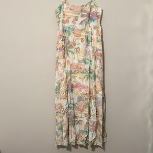 Pink Lily Multicolor Tropical Maxi Dress